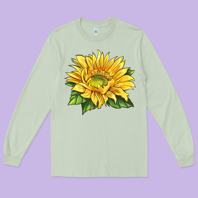 Starburst Greenburst Sunflower Long Sleeve Tee Designed By Lillyallendesigns