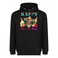 Black Happy Cinco De Mayo Mexican Skull Tequila Bottle Roses Cactus Heavyweight Hoodie - Artiststas