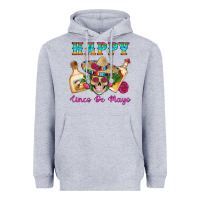 Heather Grey Happy Cinco De Mayo Mexican Skull Tequila Bottle Roses Cactus Heavyweight Hoodie - Artiststas