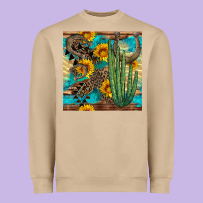 Horseshoe And Cactus Heavyweight Sweatshirt Designed By Bundleandbundleshop
