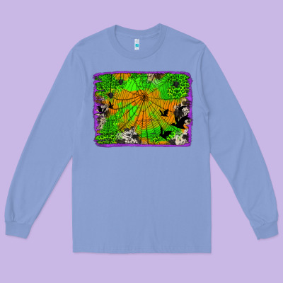 Leopard Cowhide Halloween Background Long Sleeve Tee Designed By Jasminsmagicworld