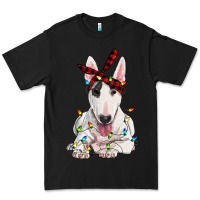 Black bull terrier with christmas lights Premium Tee - RanaPortraitStore