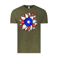 Vintage Olive sunflower puerto rico flag Vintage Tee - JahusDesignShop