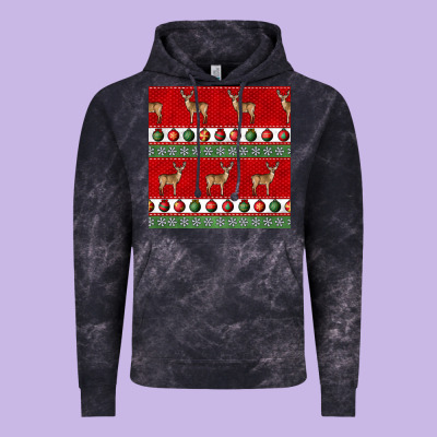 Christmas Deer And Ornaments Seamless Pattern Vintage Hoodie Designed By Bundleandbundleshop