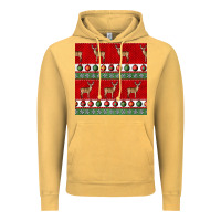 Vintage Mustard christmas deer and ornaments seamless pattern Vintage Hoodie - BundleAndBundleShop
