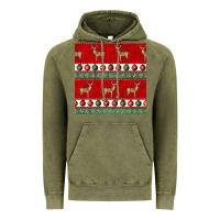 Vintage Olive christmas deer and ornaments seamless pattern Vintage Hoodie - BundleAndBundleShop