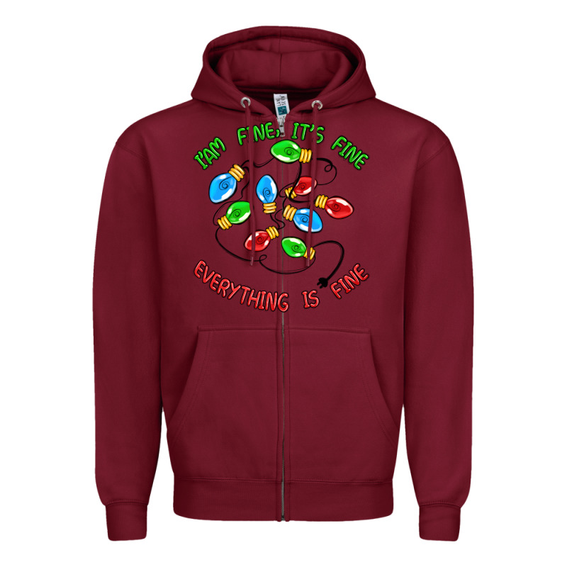 I'm Fine It's Fine Everything Is Fine Zipper Hoodie by MaliasSmallBusiness | Teevron