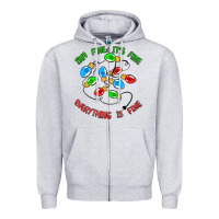 Heather Grey i'm fine it's fine everything is fine Zipper Hoodie - MaliasSmallBusiness