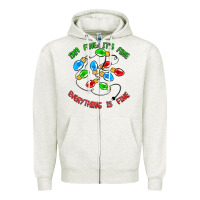 Oatmeal Heather i'm fine it's fine everything is fine Zipper Hoodie - MaliasSmallBusiness