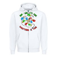 White i'm fine it's fine everything is fine Zipper Hoodie - MaliasSmallBusiness