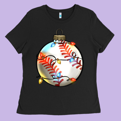 Christmas  Baseball Ladies Tee Designed By Zillion Design Studio