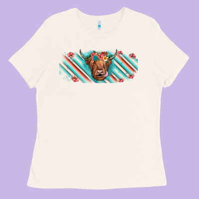 Cow Floral Ladies Tee Designed By Jahusdesignshop
