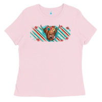 Bubblegum Pink cow floral Ladies Tee - JahusDesignShop