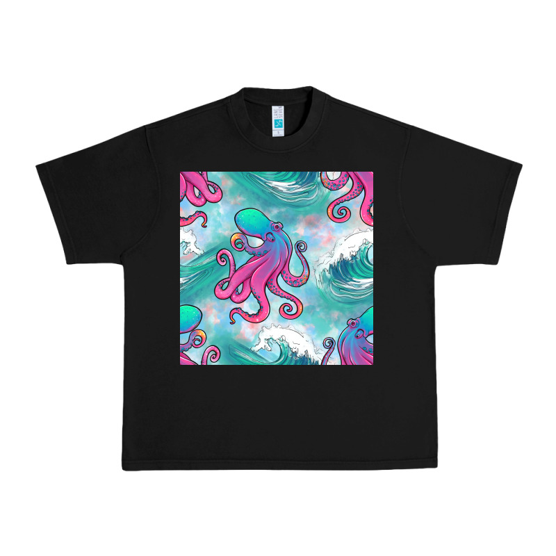 Ocean Waves Octopus Seamless Pattern Urban Heavy Tee by BundleAndBundleShop | Teevron