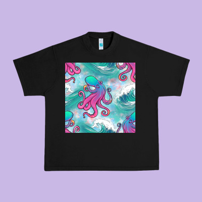Ocean Waves Octopus Seamless Pattern Urban Heavy Tee Designed By Bundleandbundleshop