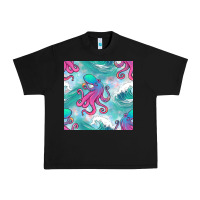 Black ocean waves octopus seamless pattern Urban Heavy Tee - BundleAndBundleShop