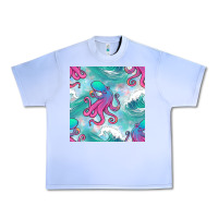 Grape Ice ocean waves octopus seamless pattern Urban Heavy Tee - BundleAndBundleShop