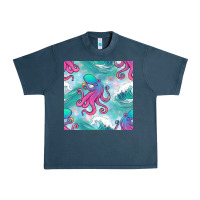 Midnight Navy ocean waves octopus seamless pattern Urban Heavy Tee - BundleAndBundleShop