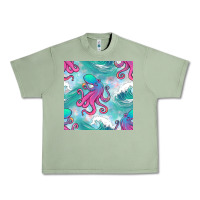 Oil Green ocean waves octopus seamless pattern Urban Heavy Tee - BundleAndBundleShop