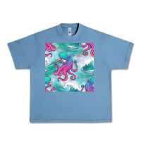 Pebble Blue ocean waves octopus seamless pattern Urban Heavy Tee - BundleAndBundleShop