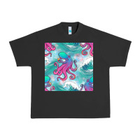 Pigment Black ocean waves octopus seamless pattern Urban Heavy Tee - BundleAndBundleShop