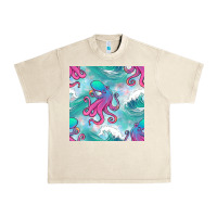 Sandshell ocean waves octopus seamless pattern Urban Heavy Tee - BundleAndBundleShop