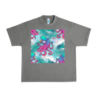 Tornado ocean waves octopus seamless pattern Urban Heavy Tee - BundleAndBundleShop