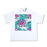 White ocean waves octopus seamless pattern Urban Heavy Tee - BundleAndBundleShop