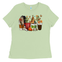 Matcha coffee cups indian headdress Ladies Tee - texasbilliewilder