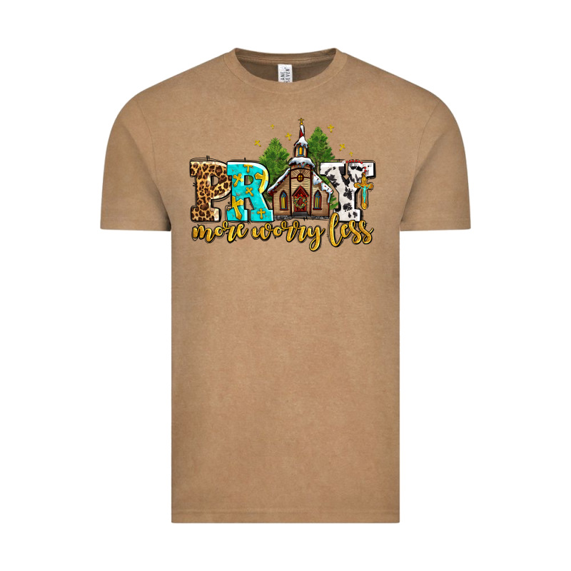Pray More Worry Less With Church Vintage Tee by AdoDesignShop | Teevron
