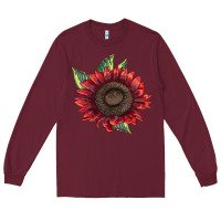 Burgundy procut red sunflower Long Sleeve Tee - LillyAllenDesigns