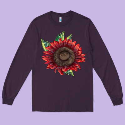 Procut Red Sunflower Long Sleeve Tee Designed By Lillyallendesigns