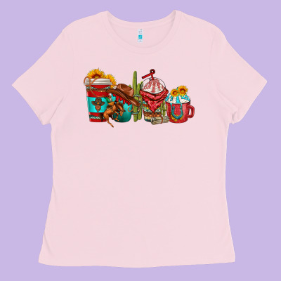 Cowboy Coffee Cups Ladies Tee Designed By Texasbilliewilder