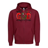 Burgundy with god all things are possible Zipper Hoodie - MaliasSmallBusiness