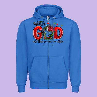 With God All Things Are Possible Zipper Hoodie Designed By Maliassmallbusiness