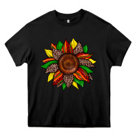 Black juneteenth leopard sunflower Heavy Core Tee - Zillion Design Studio