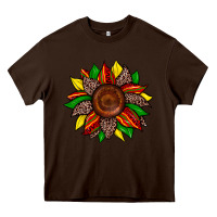 Chocolate Brown juneteenth leopard sunflower Heavy Core Tee - Zillion Design Studio