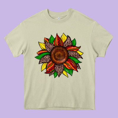 Juneteenth Leopard Sunflower Heavy Core Tee Designed By Zillion Design Studio