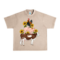 French Oak western farm life cow pig rooster with sunflowers Urban Heavy Tee - Artiststas