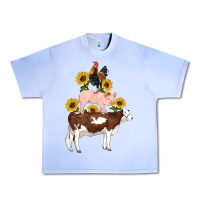 Grape Ice western farm life cow pig rooster with sunflowers Urban Heavy Tee - Artiststas