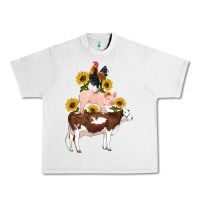 Lunar Rock western farm life cow pig rooster with sunflowers Urban Heavy Tee - Artiststas