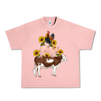 Salmon western farm life cow pig rooster with sunflowers Urban Heavy Tee - Artiststas