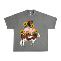 Tornado western farm life cow pig rooster with sunflowers Urban Heavy Tee - Artiststas