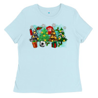 Baby Blue christmas trees with tennis Ladies Tee - Zillion Design Studio