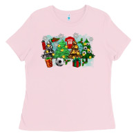 Bubblegum Pink christmas trees with tennis Ladies Tee - Zillion Design Studio