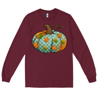 Burgundy blue plaid autumn pumpkin Long Sleeve Tee - Jasminsmagicworld
