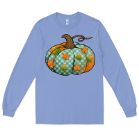 Colony Blue blue plaid autumn pumpkin Long Sleeve Tee - Jasminsmagicworld