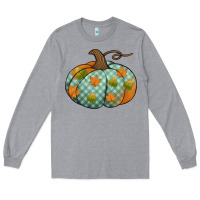 Heather Grey blue plaid autumn pumpkin Long Sleeve Tee - Jasminsmagicworld