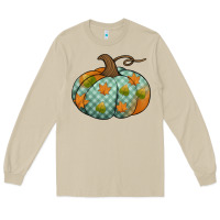 Mushroom blue plaid autumn pumpkin Long Sleeve Tee - Jasminsmagicworld