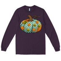 Plum blue plaid autumn pumpkin Long Sleeve Tee - Jasminsmagicworld